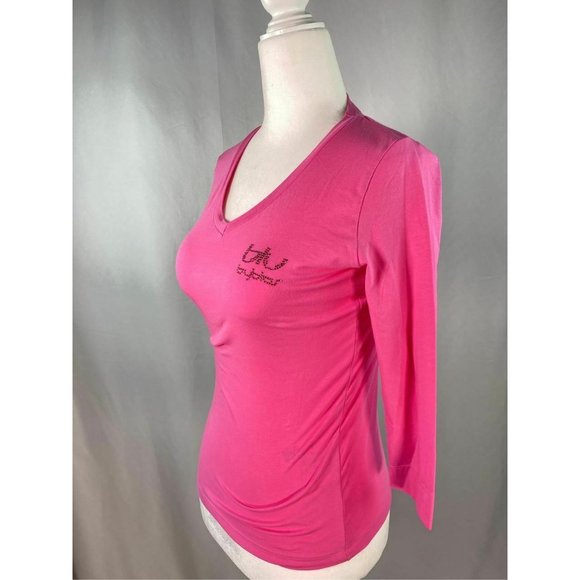 Blu Byblos Blu pink long sleeve with rhinestones top - Picture 2 of 7